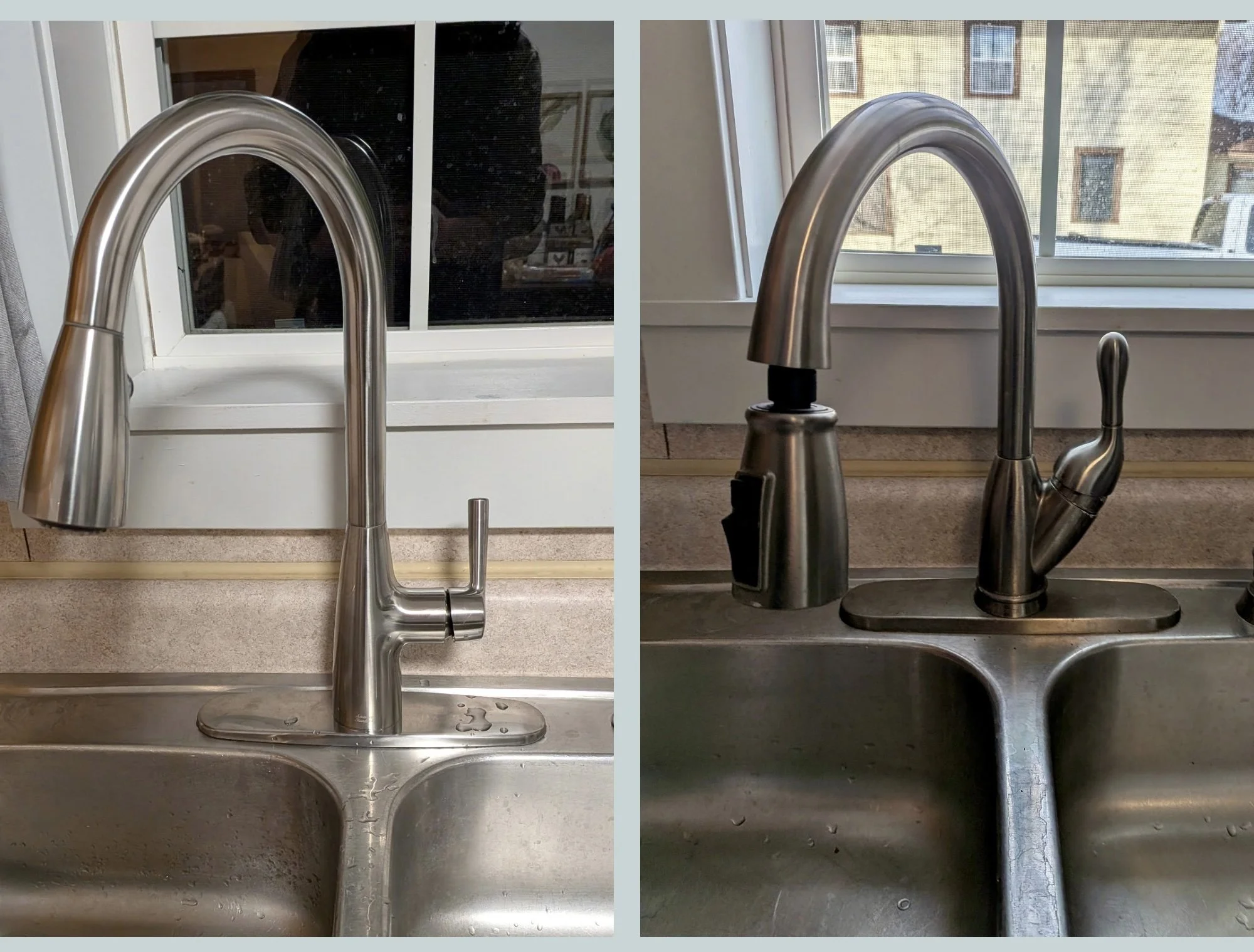 Before and After - kitchen faucet replacement.