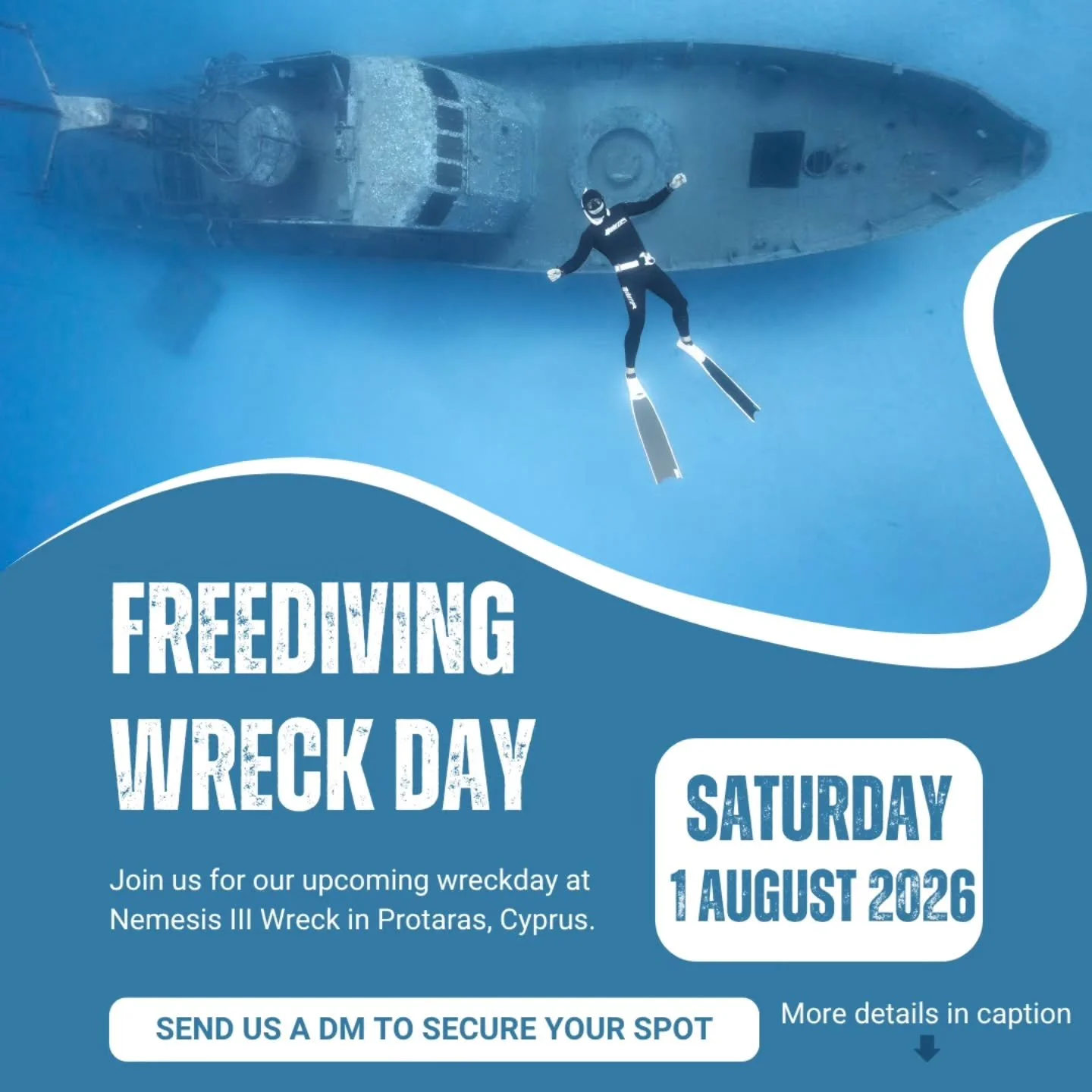 This Saturday we're heading out to explore the wreck of Nemesis III - on one breath. If you've been wanting to join a wreck dive, we still have 2 spots open and would love to have you.

📏 Depth: Max. 24m with beautiful open swim-throughs 
📍 Meeting
