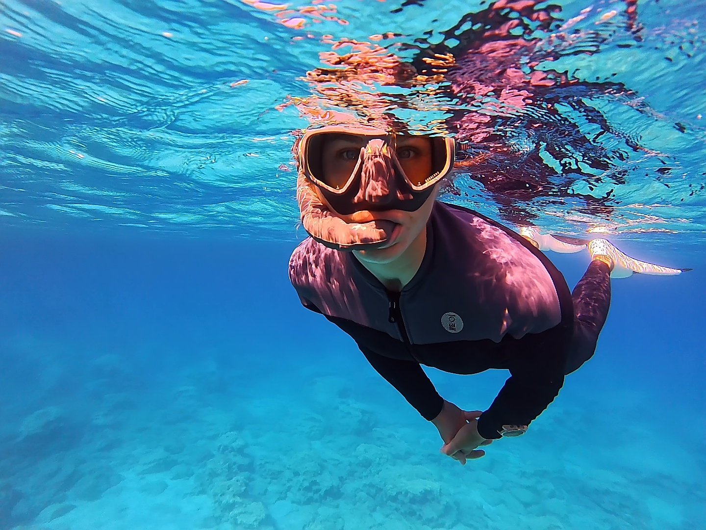 Snorkeler in clear water of Protaras, Cyprus