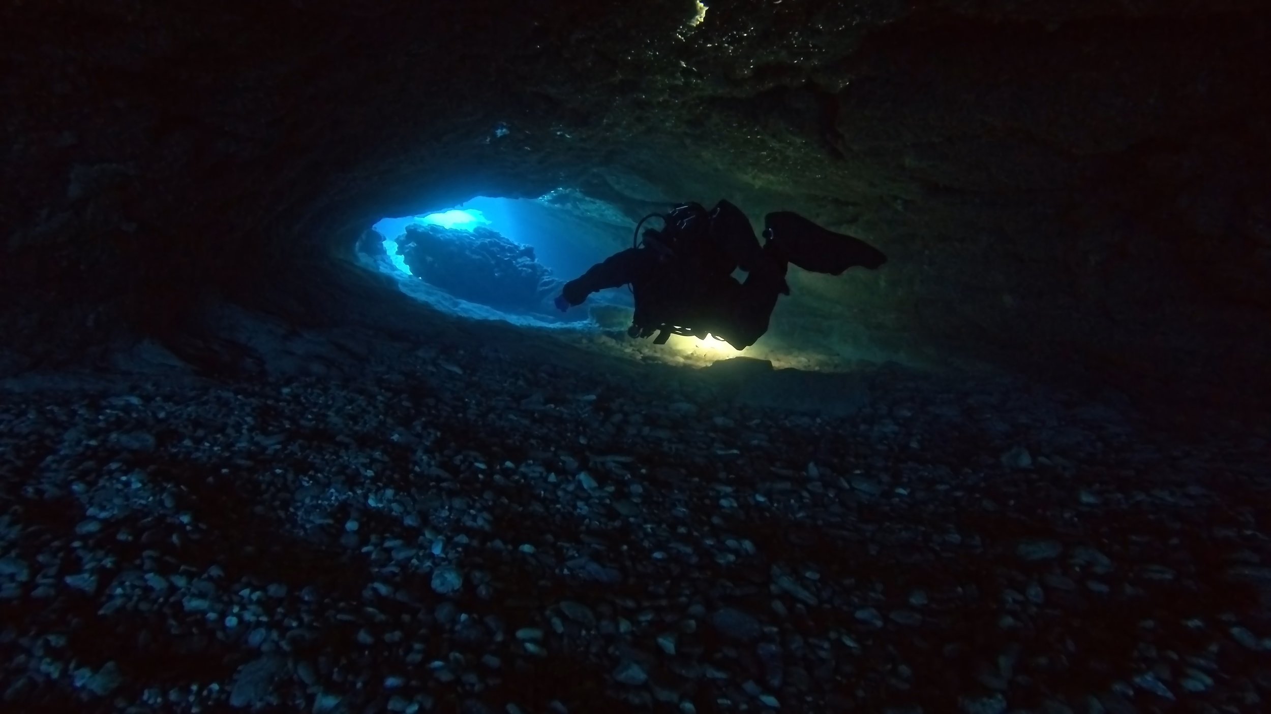 Scuba diver at Caves and Tunnels