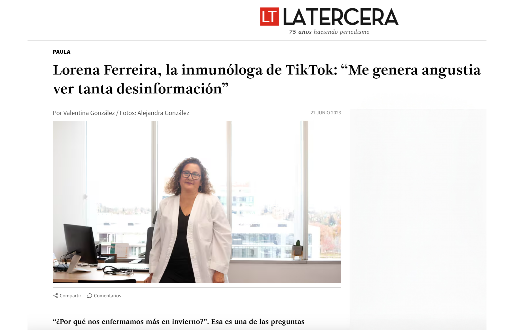 Doctora Lorena Ferreira inmunologa noticias la tercera