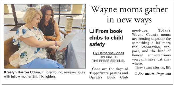 The Barron Foundation's Founder, Dr. Kreslyn Barron Odum, is featured on the front page of the Press-Sentinel newspaper.