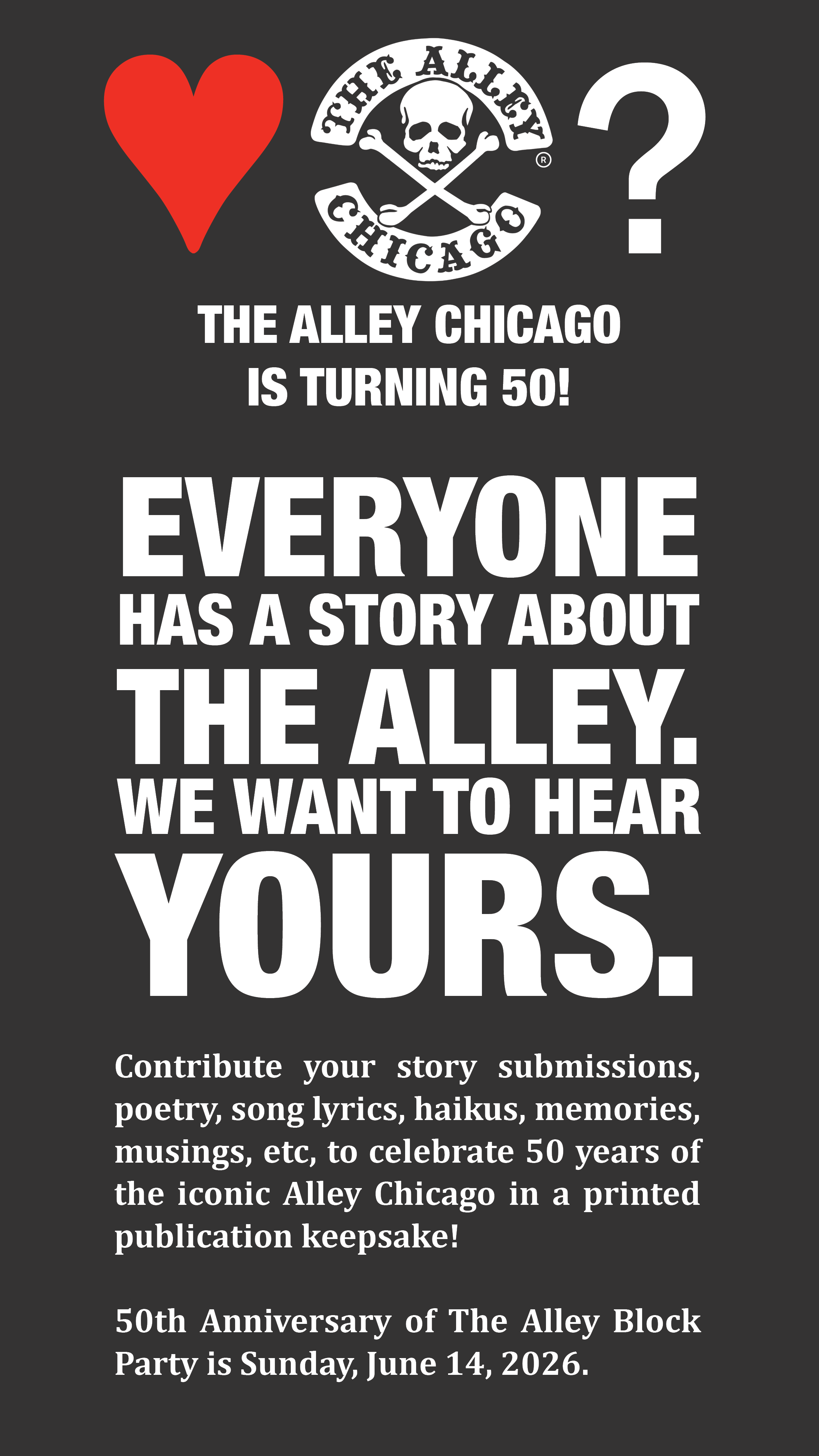 Writing & Art Submissions Telling Your Stories of The Alley - Deadline 3/31/26