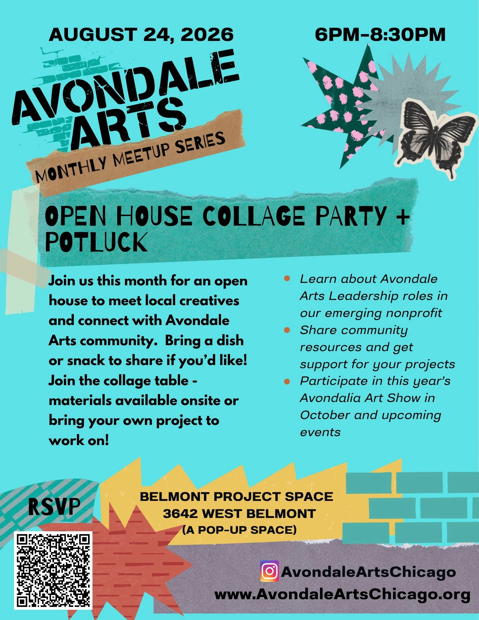 Avondale Arts 4th Monday Monthly Meetup: Open House Collage Party Potluck