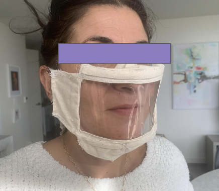 COVID-19 Mask for Language Learning Teachers & Hearing impaired. Developed through user testing, and textile explorations. 