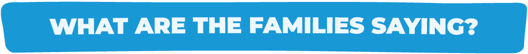 Text in a blue banner asking, 'What are the families saying?'