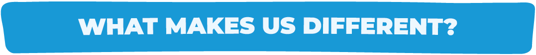 Blue banner with white text saying, 'What makes us different?'
