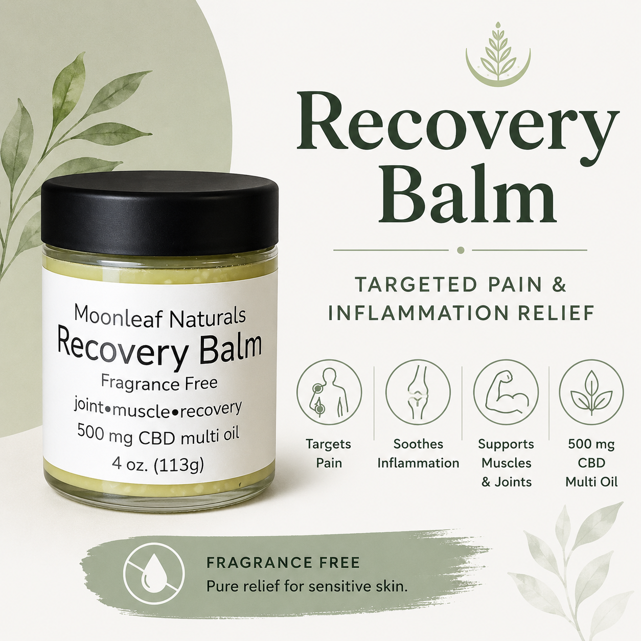 Recovery Balm 500 mg CBD multi oil (4oz.)