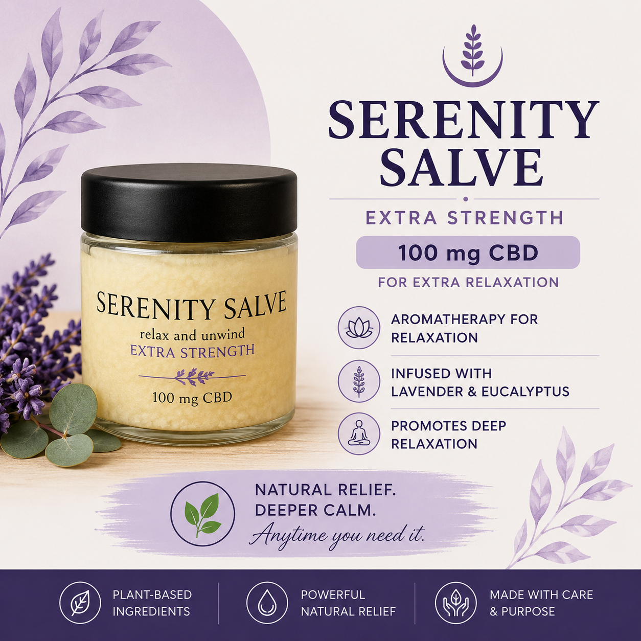 SERENITY SALVE Extra Strength 100 mg CBD 2 oz