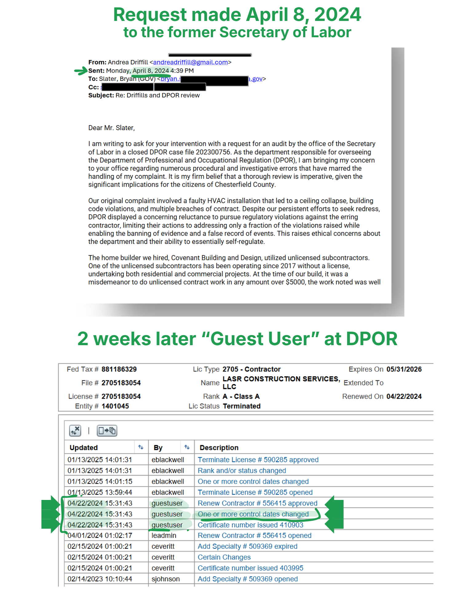 “Guest User” made changes to the file after an audit was requested.