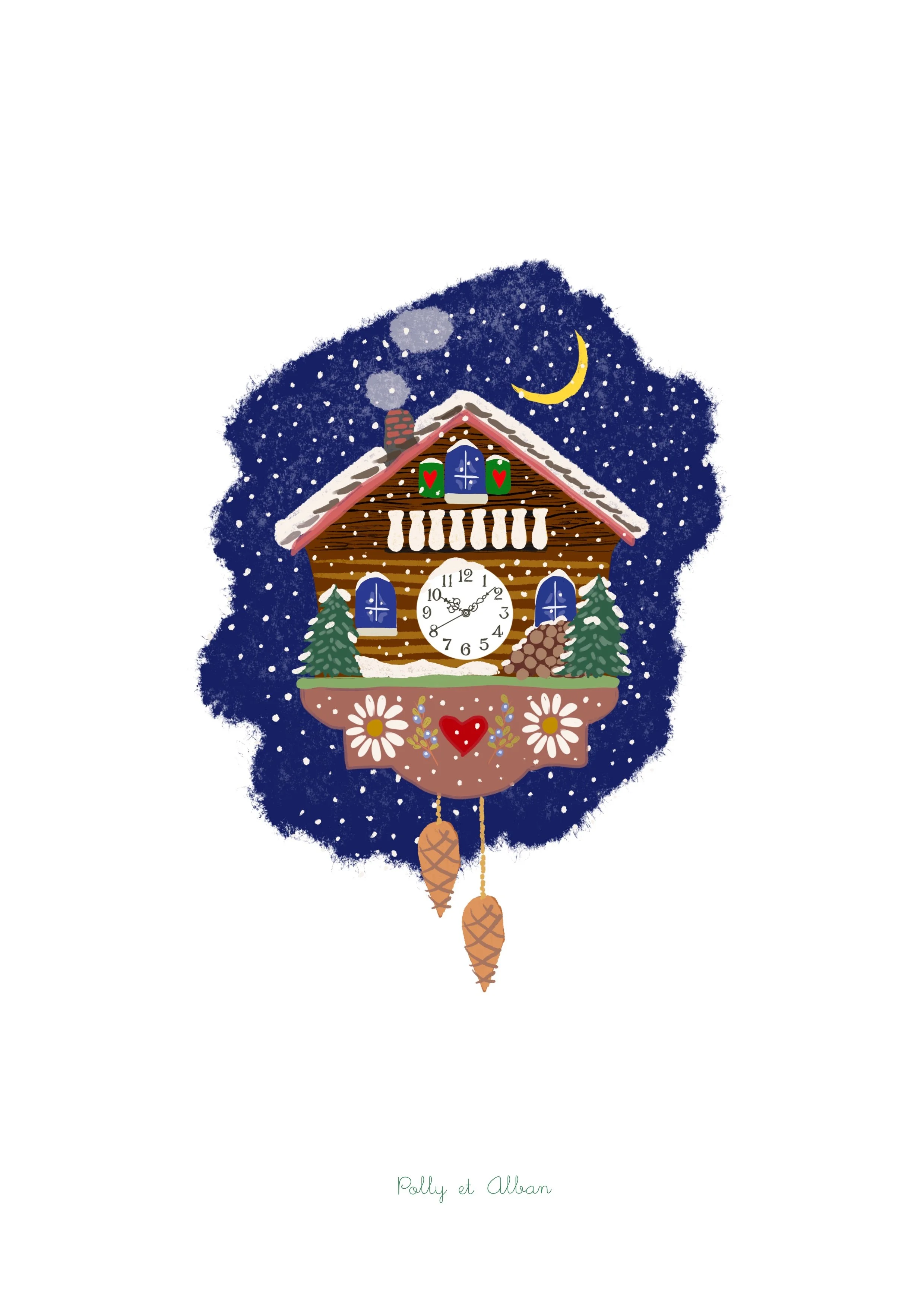 Affiche Horloge Hiver