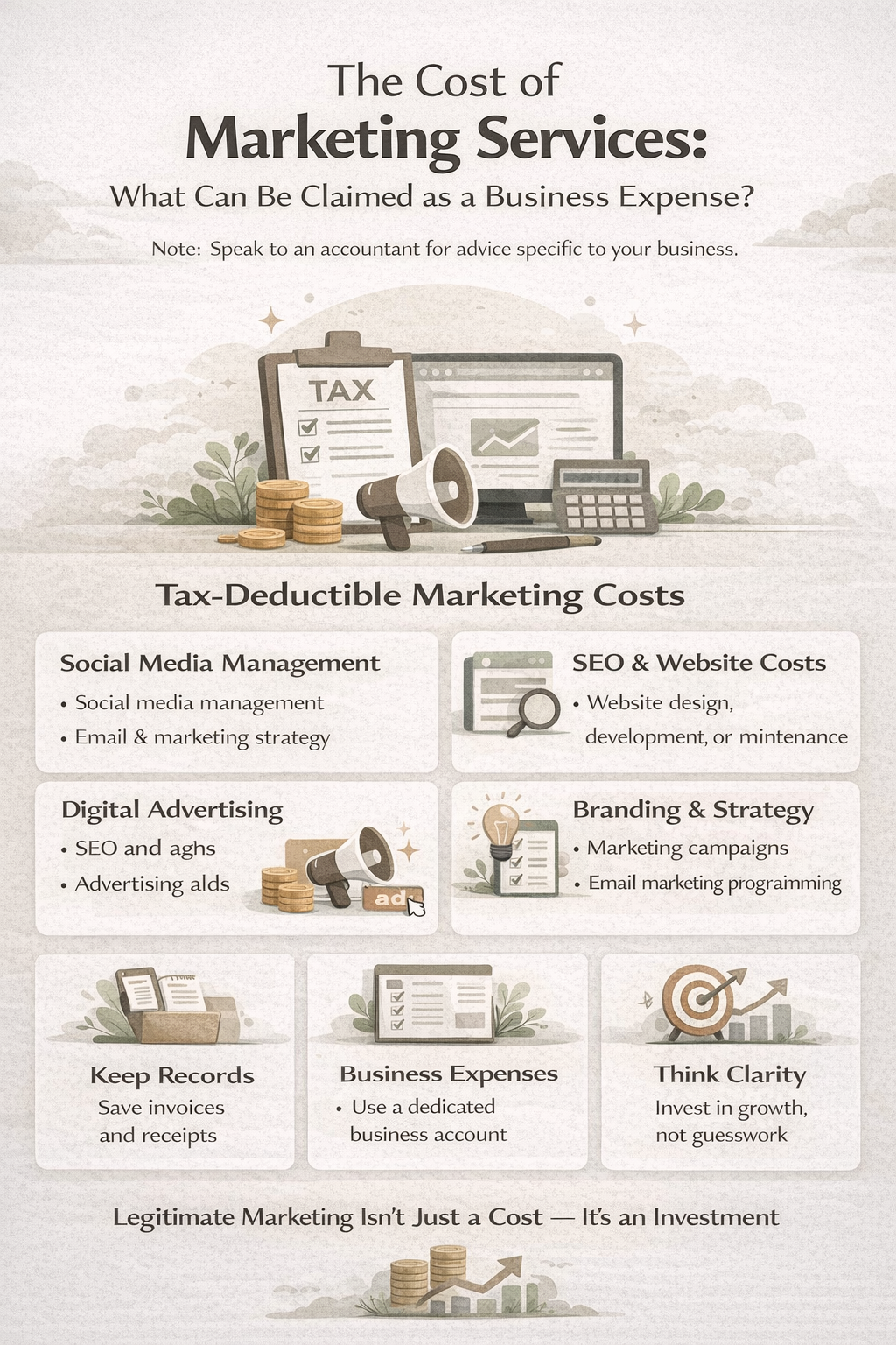 The Cost of Marketing Services: What Can Be Claimed as a Business Expense?