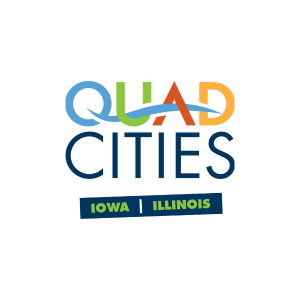 Logo for Quad Cities featuring the names Iowa and Illinois