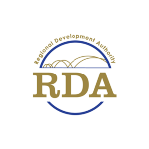 Logo of the Regional Development Authority (RDA) featuring stylized mountain and hill lines above the acronym RDA in gold, with the full name encircling it.