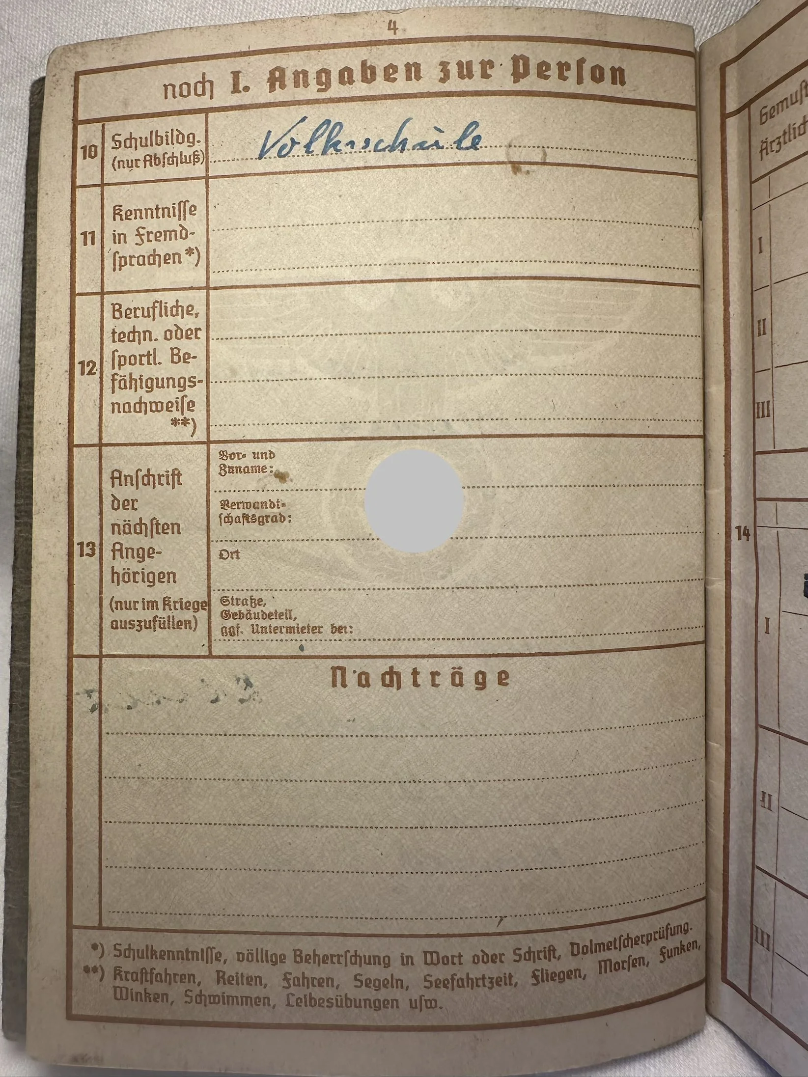 Wehrpass Landsturm 2, Wehrmacht
