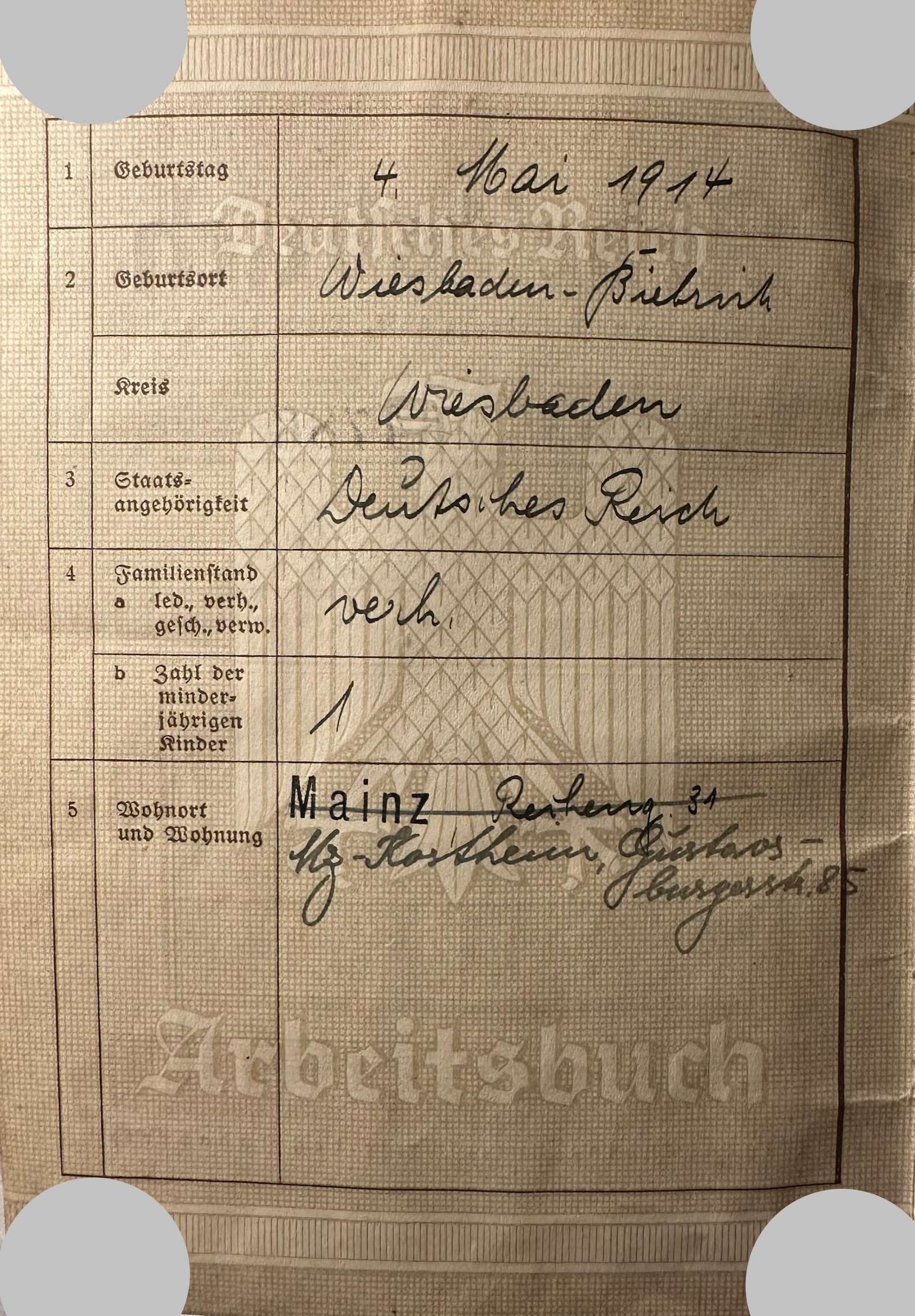 Arbeitsbuch viele Einträge