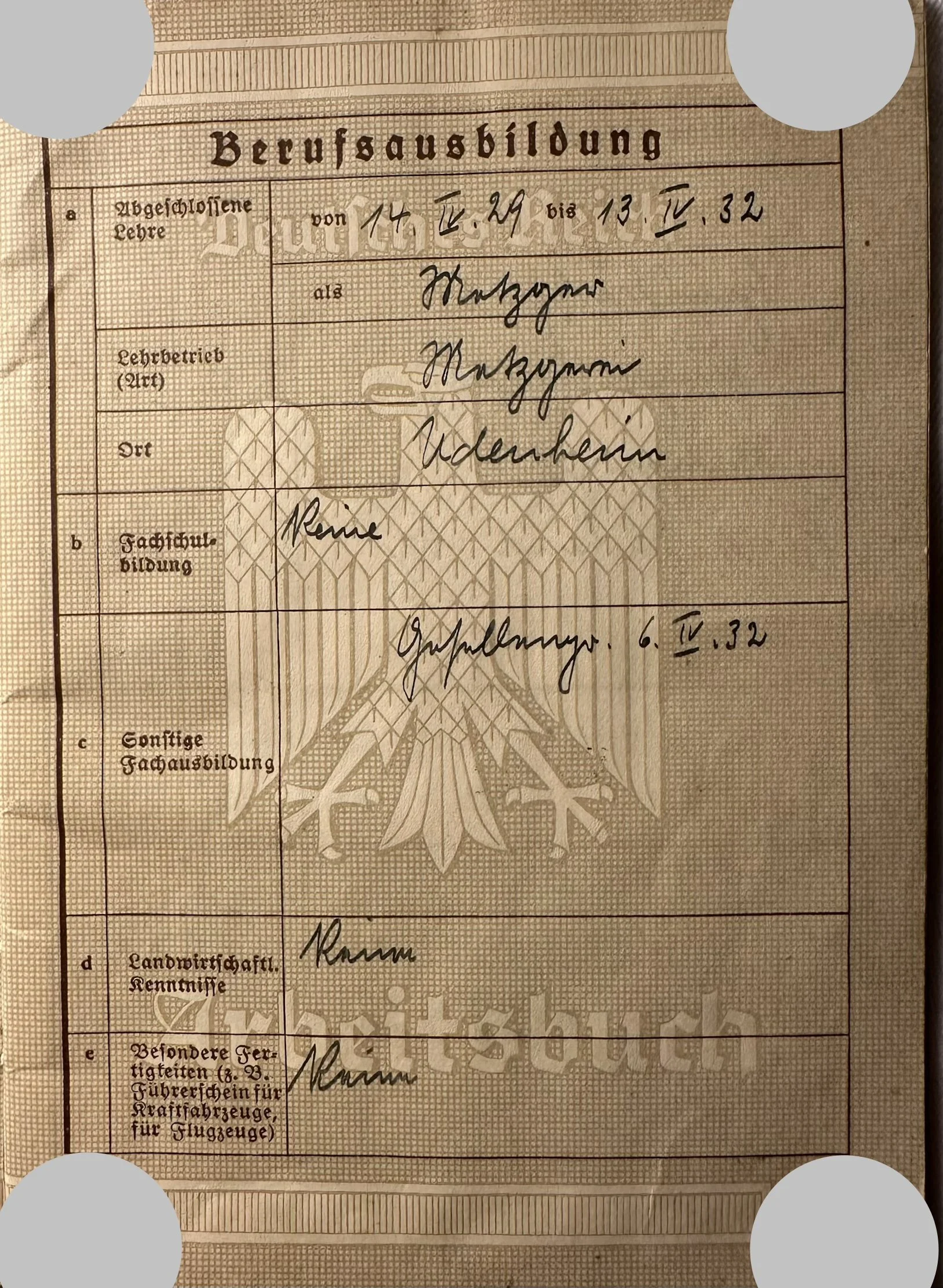 Arbeitsbuch viele Einträge