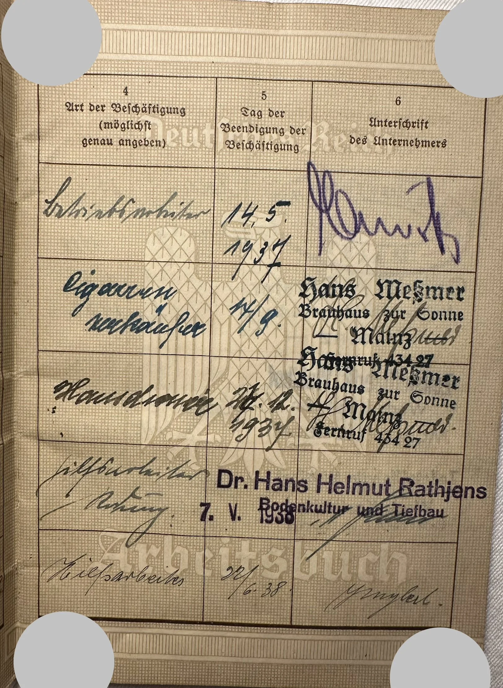 Arbeitsbuch viele Einträge