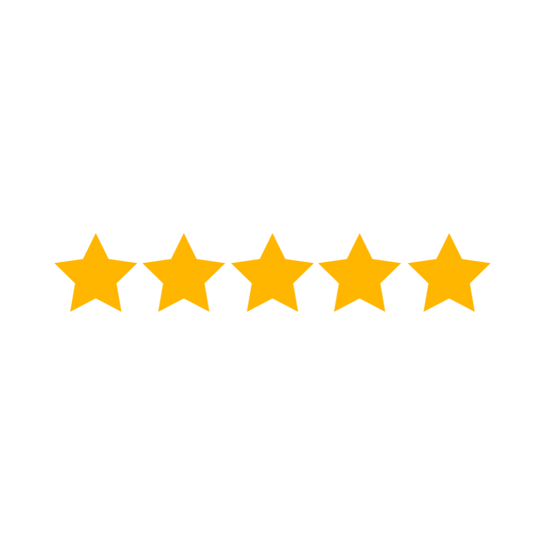Five gold stars indicating a five-star rating below the word 'Excellent' in bold black letters.