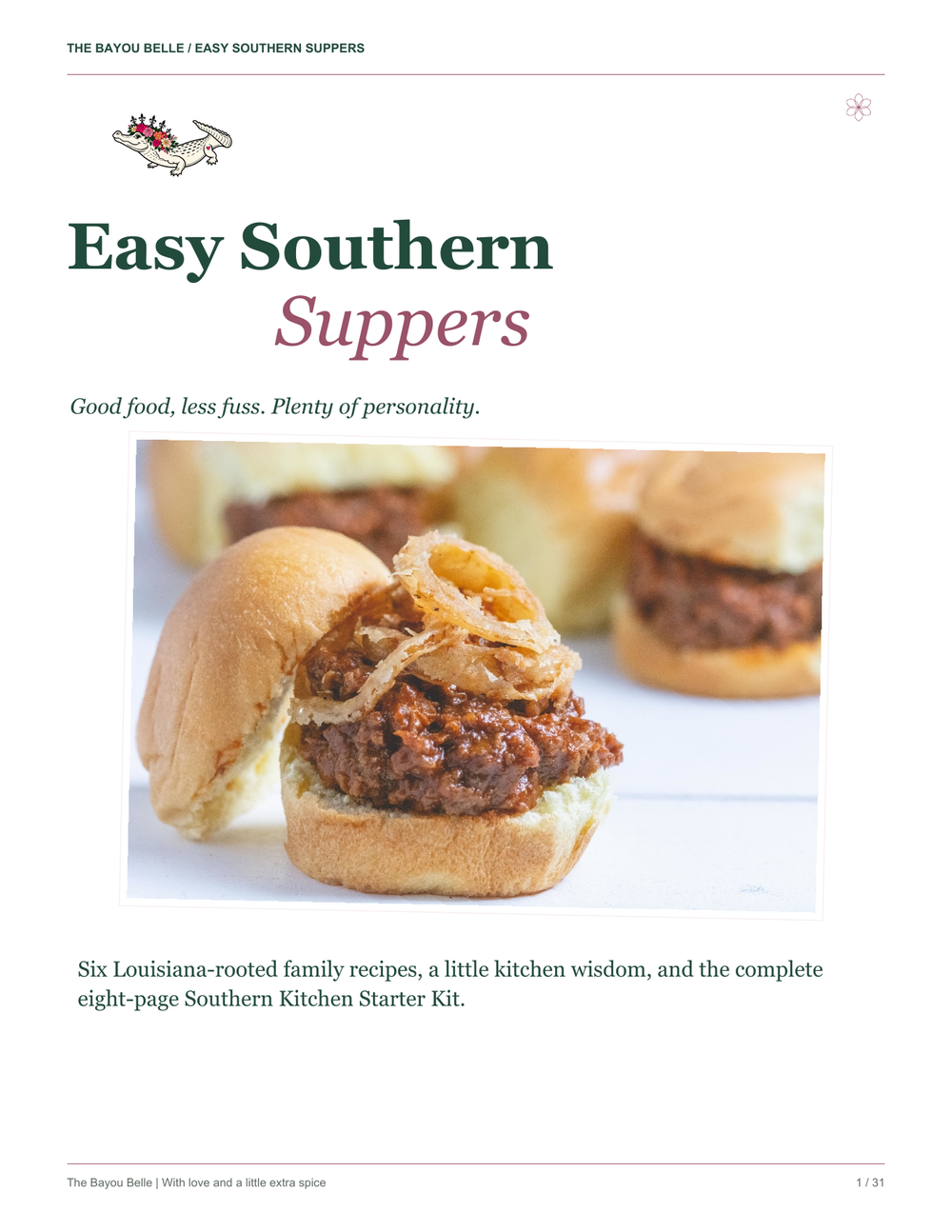 Easy Southern Suppers approved Belle's Kitchen cookbook cover