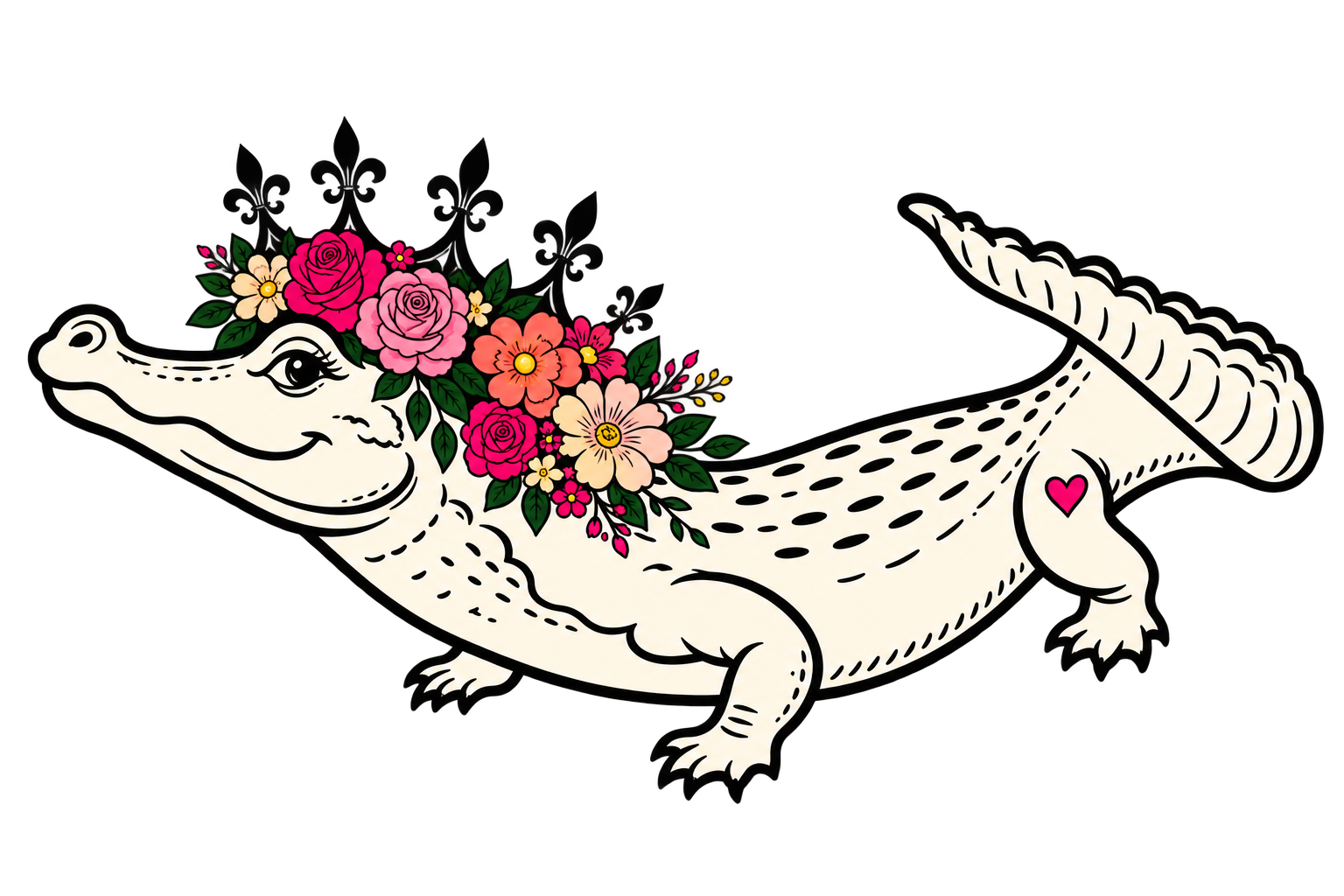 The Bayou Belle floral alligator mascot