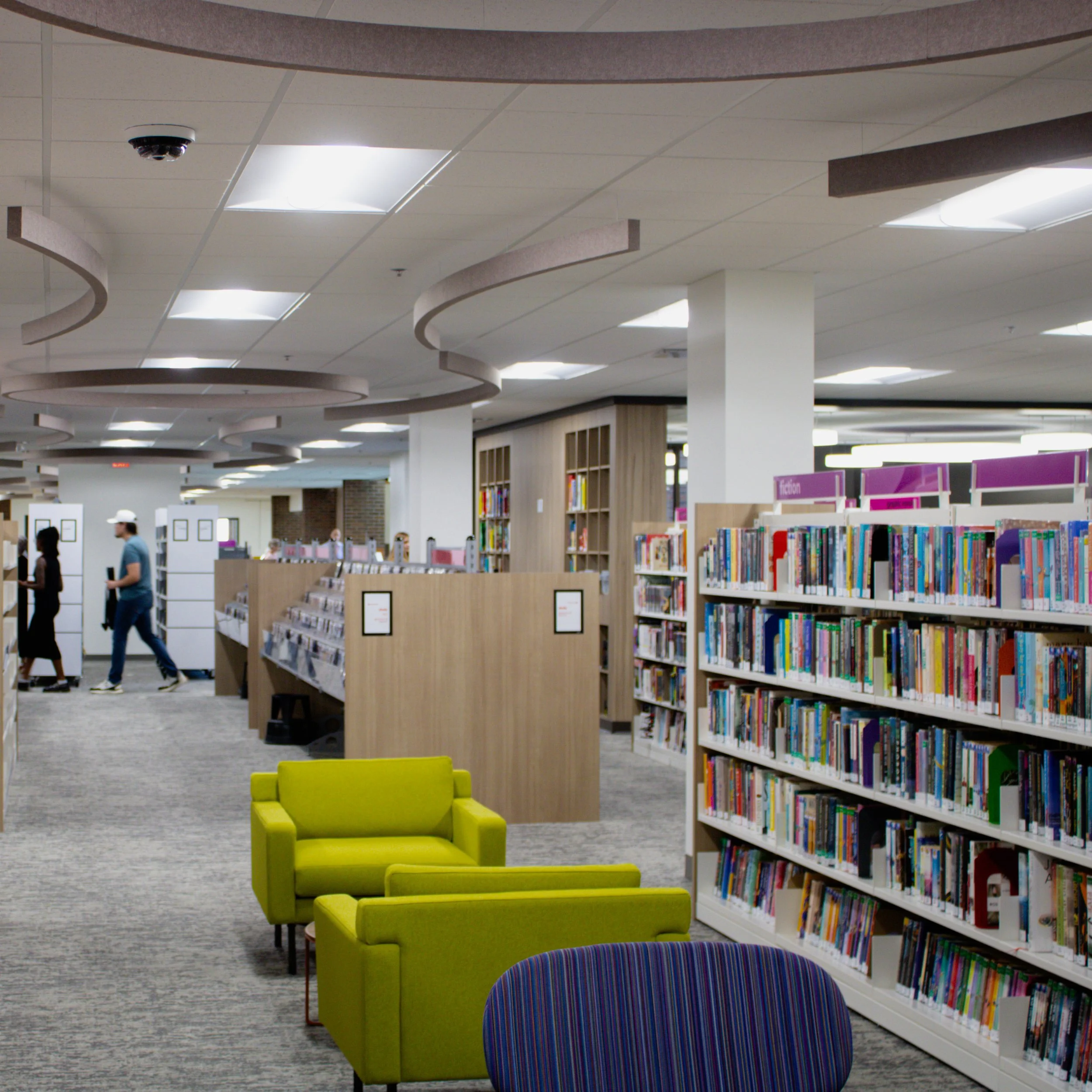 Book shelves and reading chairs