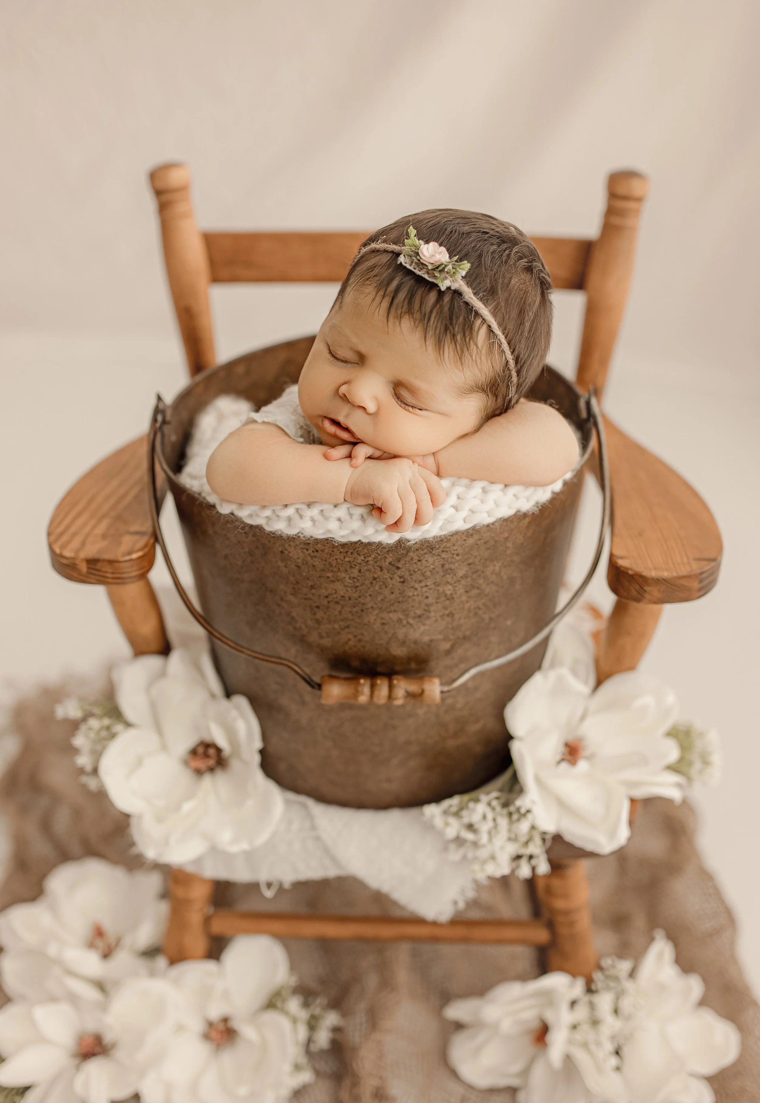 baby posed in a prop in a Round Rock studio