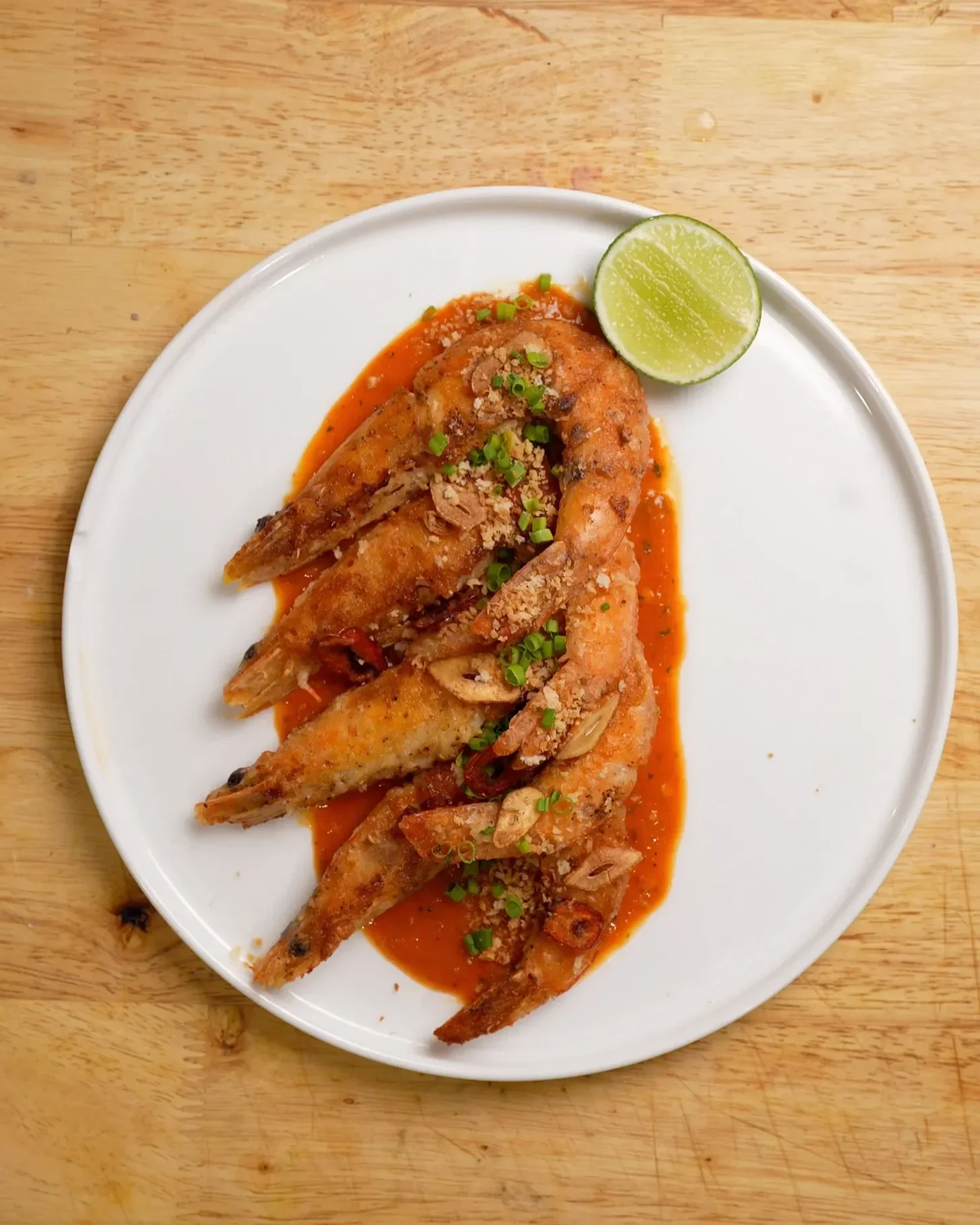 Salt &amp; Pepper Shrimp w. a Roasted Red Pepper Puree