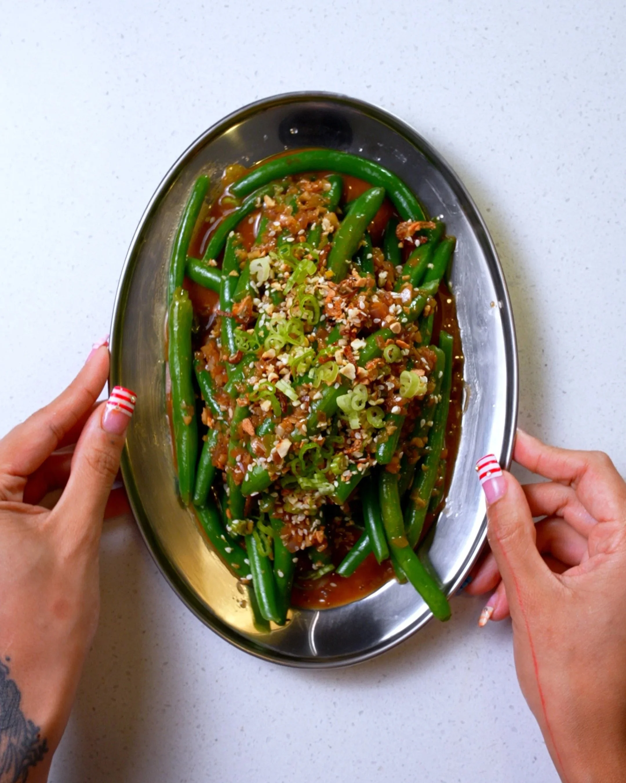 Honey garlic scotch bonnet green beans