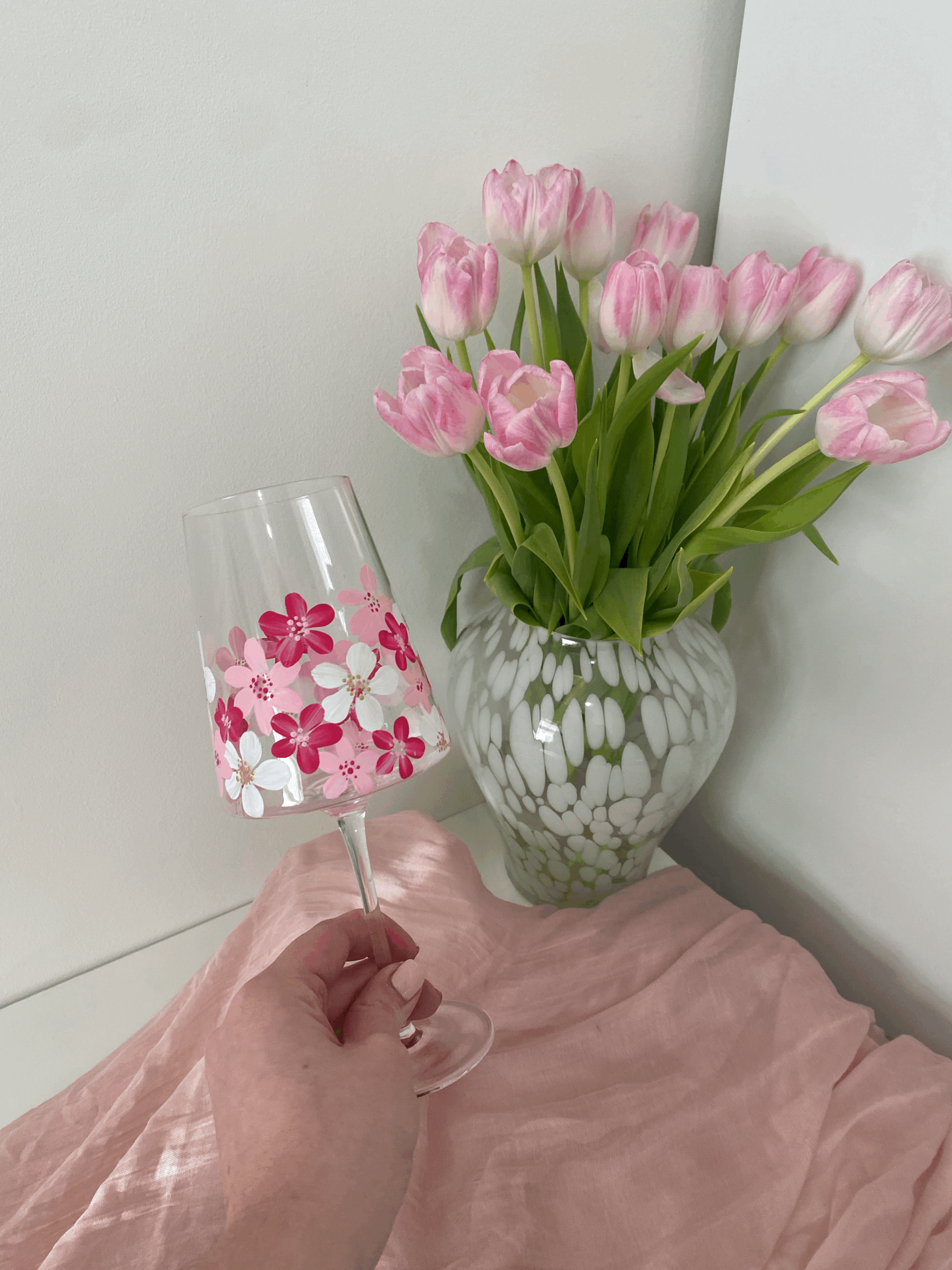 Hand Painted Wine Glass