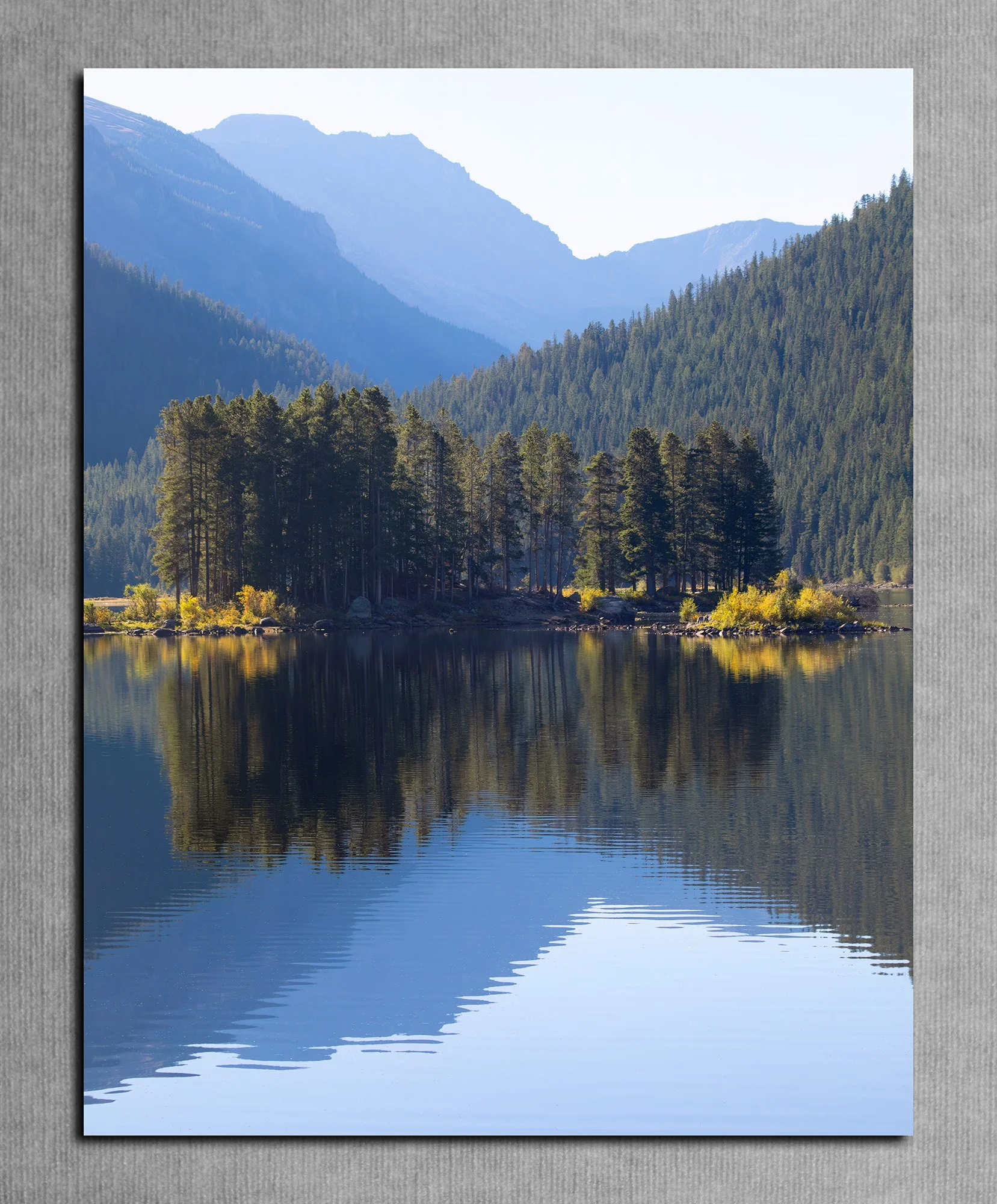 "Monarch Lake Reflections" 24X30"  Metal Print   Black Edge Frame