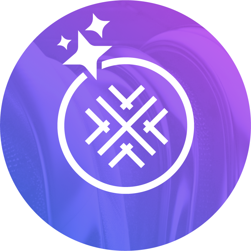 A white icon of a bomb with a lit fuse and sparks on a purple and blue gradient background.