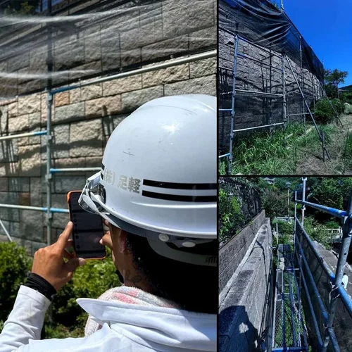 石垣上部点検足場