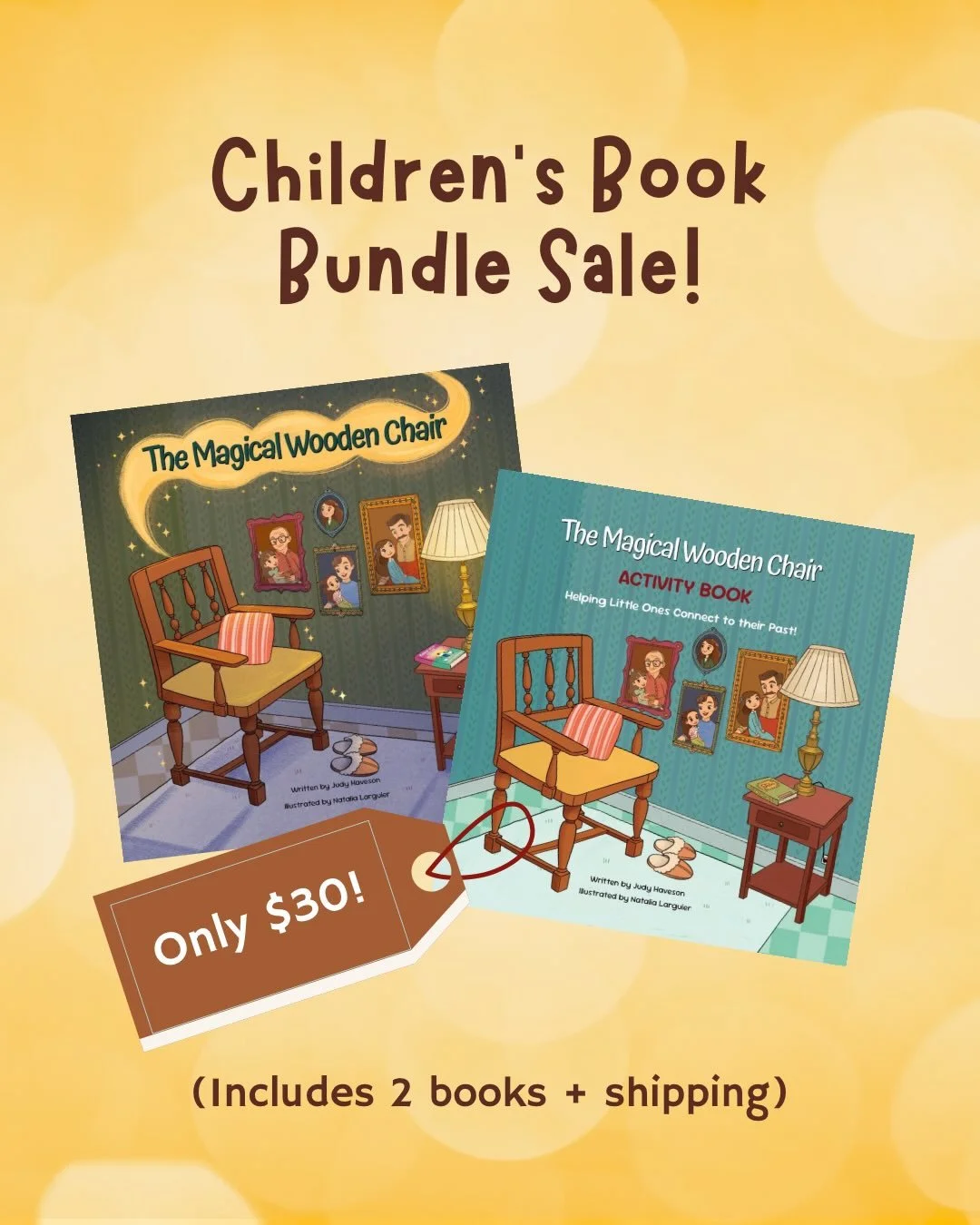 🎉Magical Bundle Alert! 🎉

Get two magical experiences for one price: The Magical Wooden Chair + its Activity Book for just $30&mdash;shipping included! 🪑✨

Perfect for bedtime stories, family fun, or a special gift for the little readers in your l