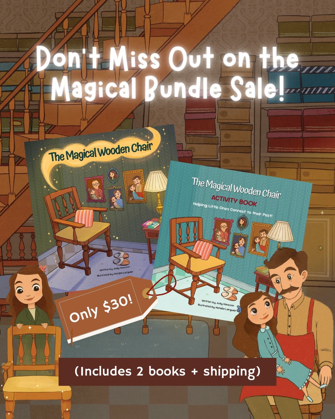 The Magical Bundle includes The Magical Wooden Chair picture book + activity book, all for $30&mdash;shipping included.

Perfect for cozy read-alouds, meaningful conversations, and creative play afterward 🪑📚

Once this bundle ends, it&rsquo;s gone!