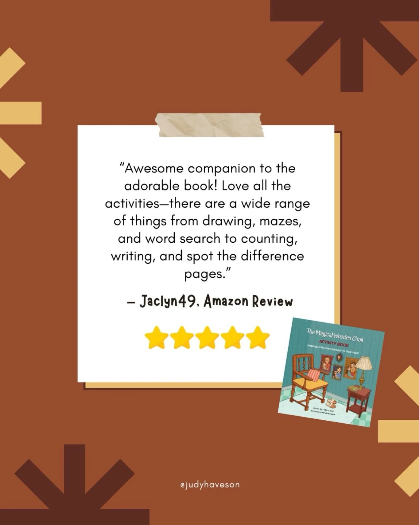 Thank you for this wonderful review, Jaclyn49 💛

Your words mean everything! 

If you&rsquo;ve tried The Magical Wooden Chair Activity Book, I&rsquo;d love to hear your thoughts too! 👇✨

#ActivityBook #TheMagicalWoodenChair #BookReview #KidsActivit