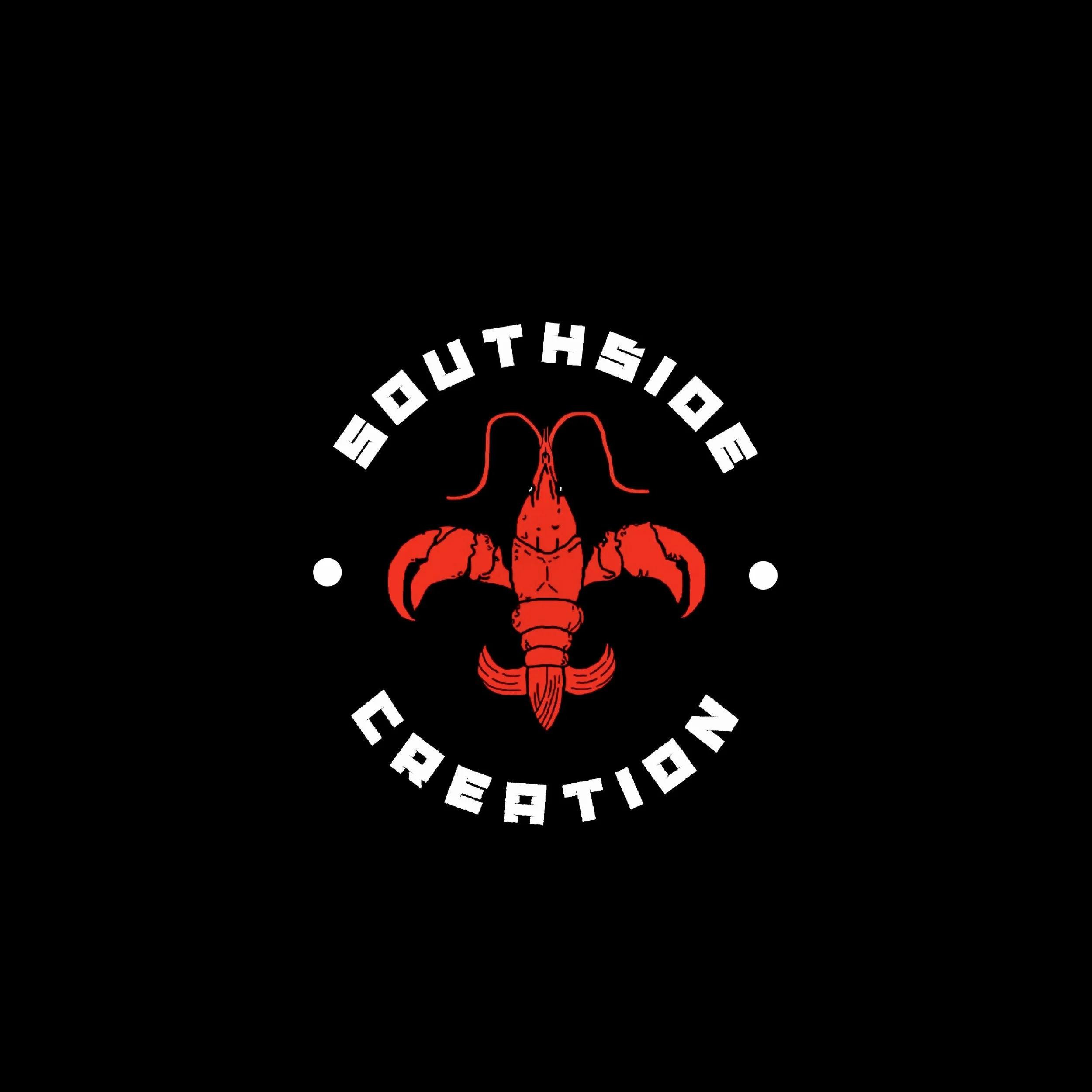 Logo of the Southside Crabation featuring a red lobster with the text "Southside Crabation" in white letters arranged in a circle on a black background.