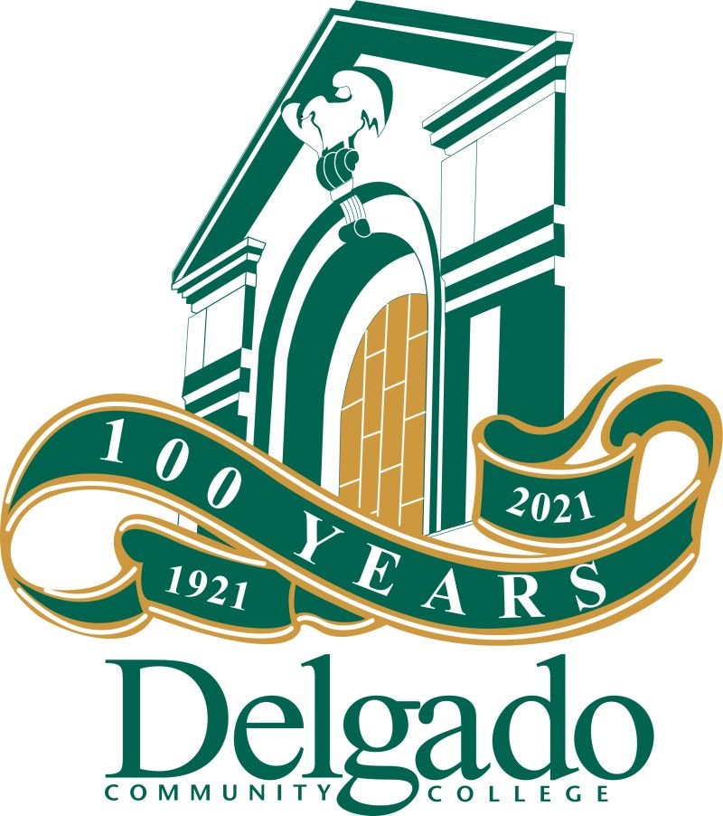 Delgado community college 100 years logo