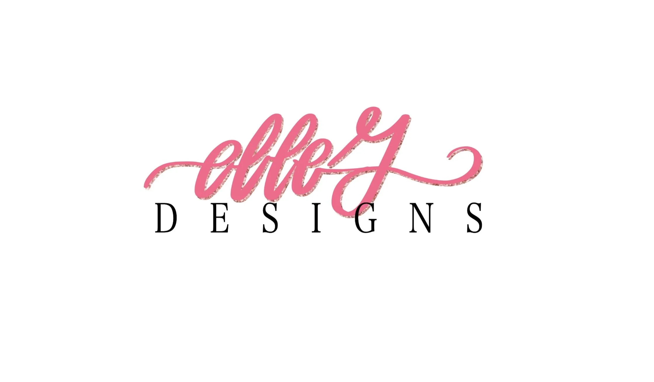 Logo for Glittery Designs with the word "Glittery" in pink cursive glittery font and "DESIGNS" in black capital letters below