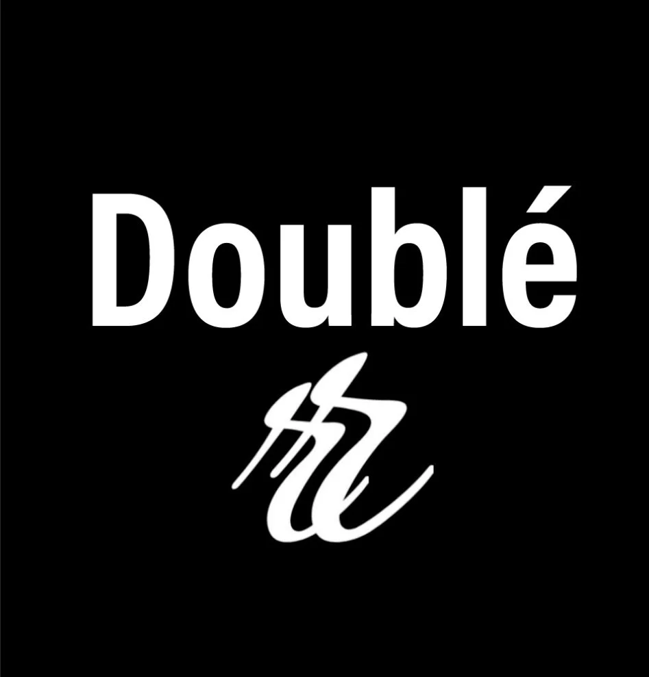 Black background with the white text 'Double' and a stylized cursive 'mt' underneath.
