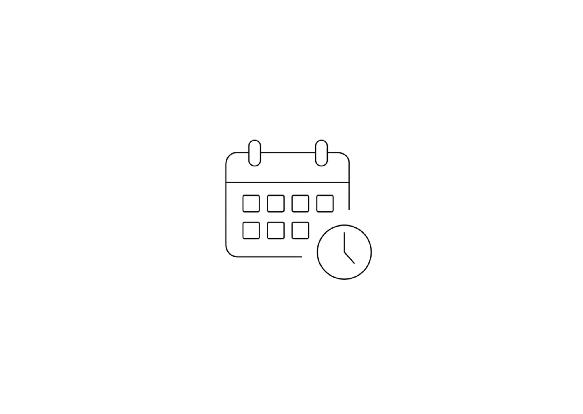 Icône d'un calendrier avec une loupe.