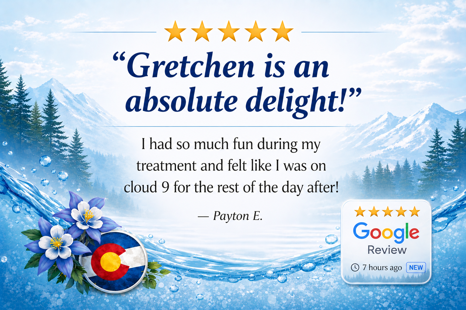5 star review from client for colorado mobile iv medics stating provider was a delight