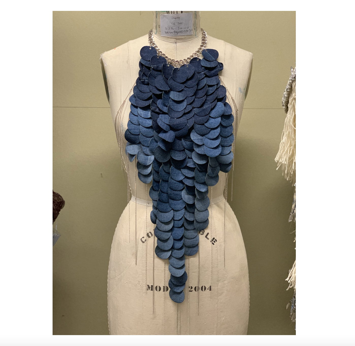 LASER CUT DENIM & CHAIN TOP