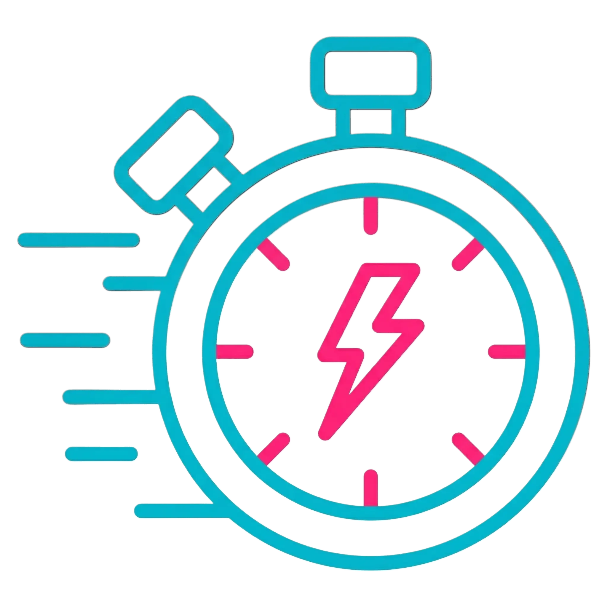 Fast dryer vent cleaning icon with stopwatch and lightning bolt representing quick and same-day service