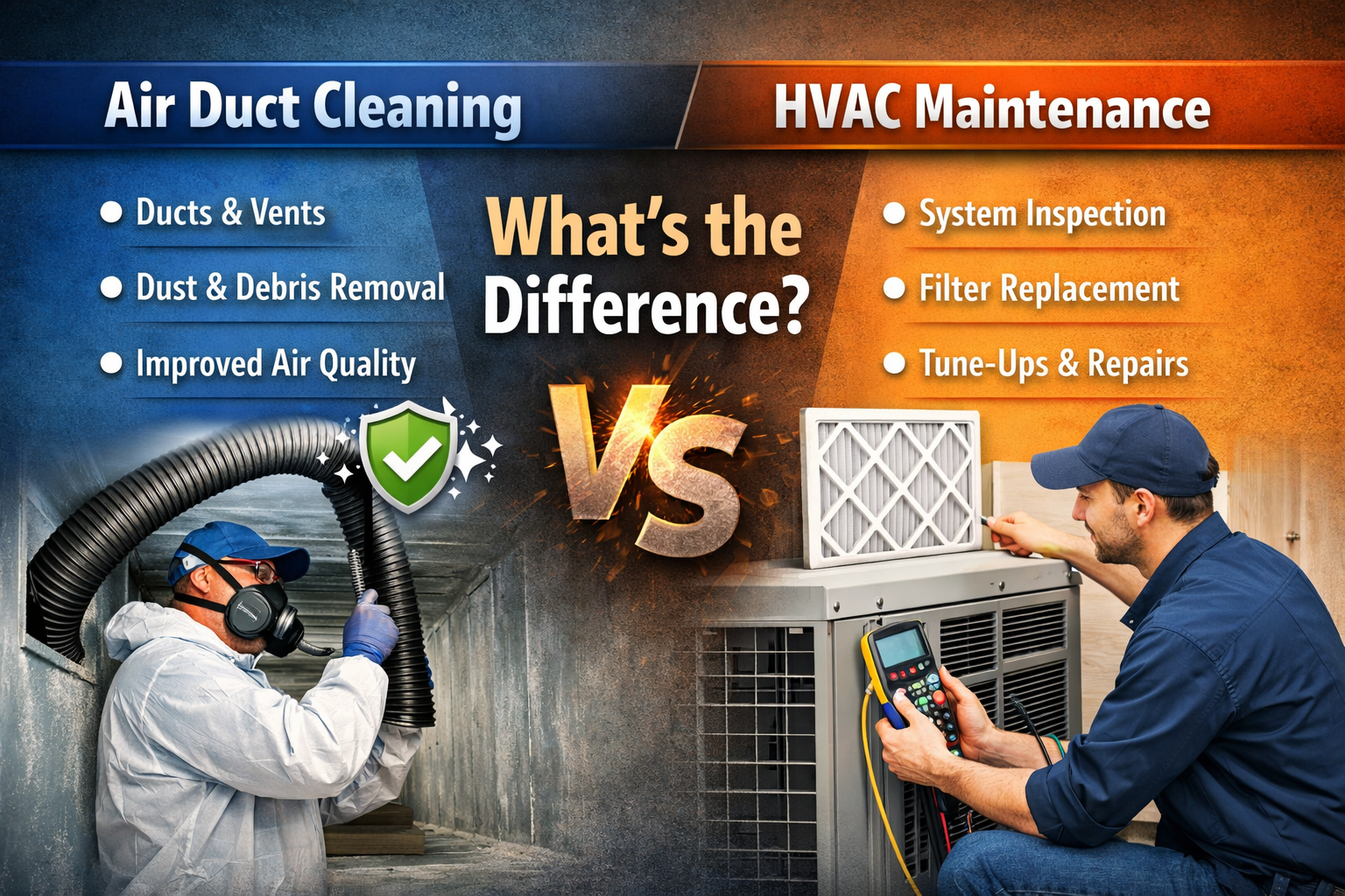 Air Duct Cleaning vs HVAC Maintenance: What’s the Difference?