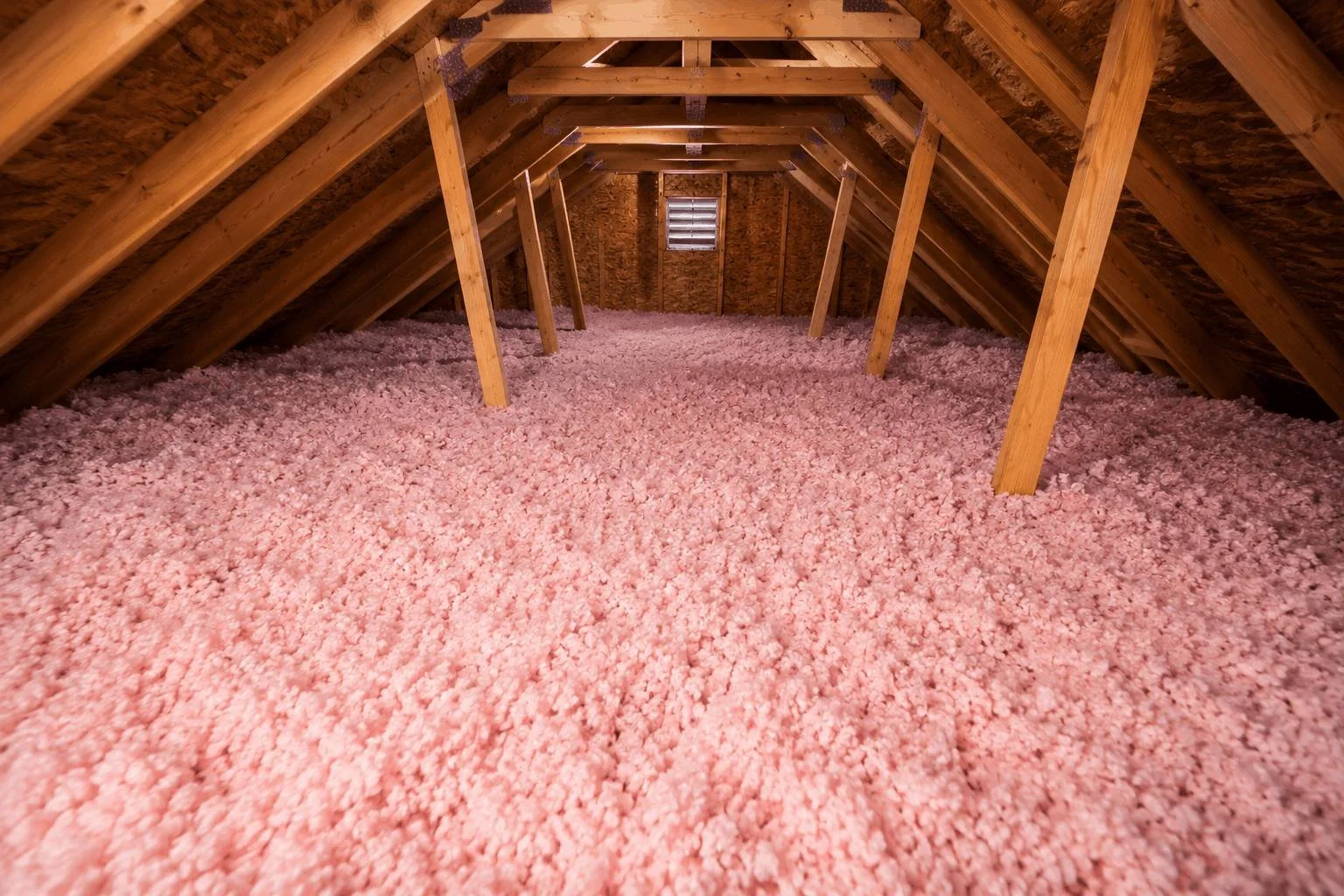 Blown-in attic insulation installed in a residential attic in the Dallas–Fort Worth area.