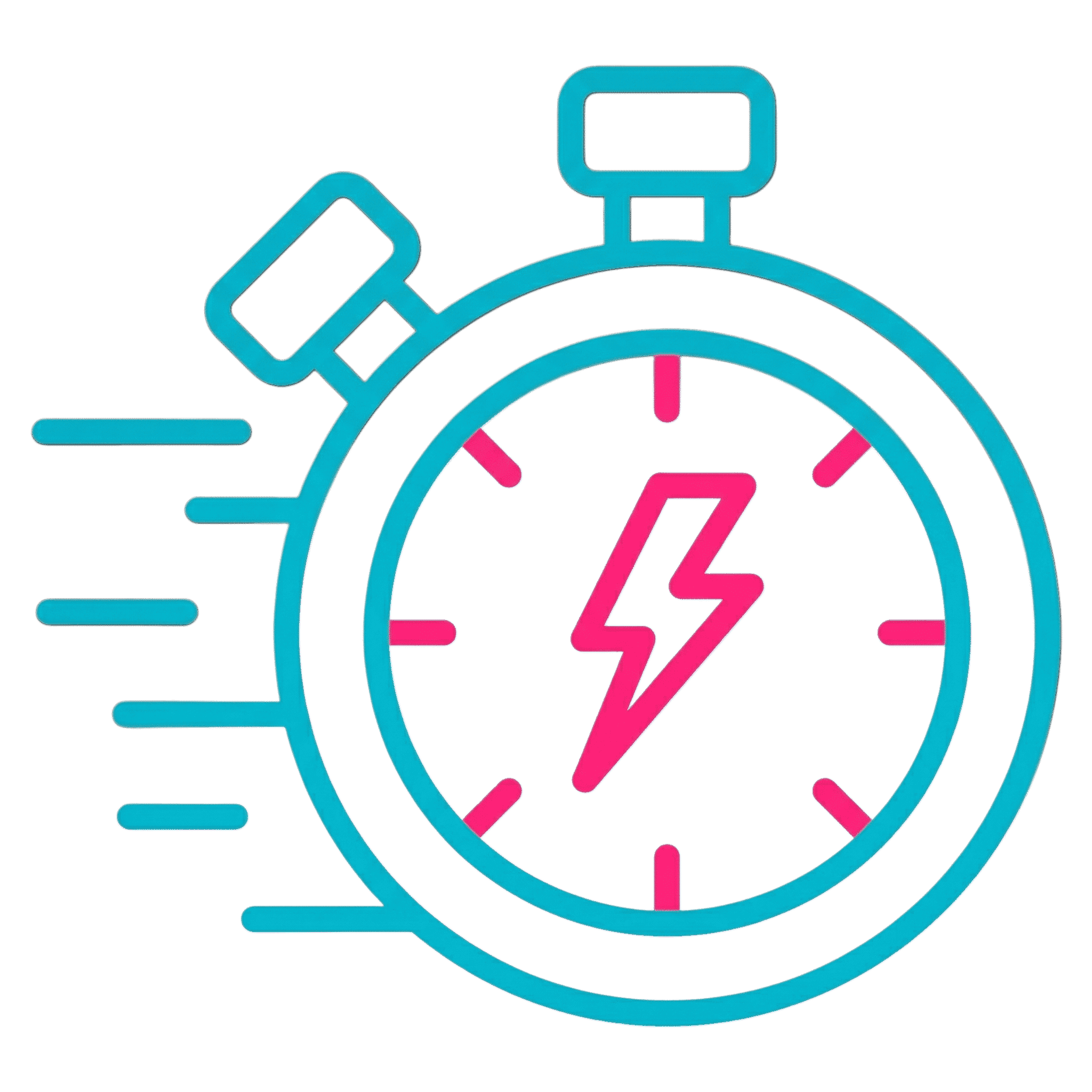 Fast dryer vent cleaning icon with stopwatch and lightning bolt representing quick and same-day service