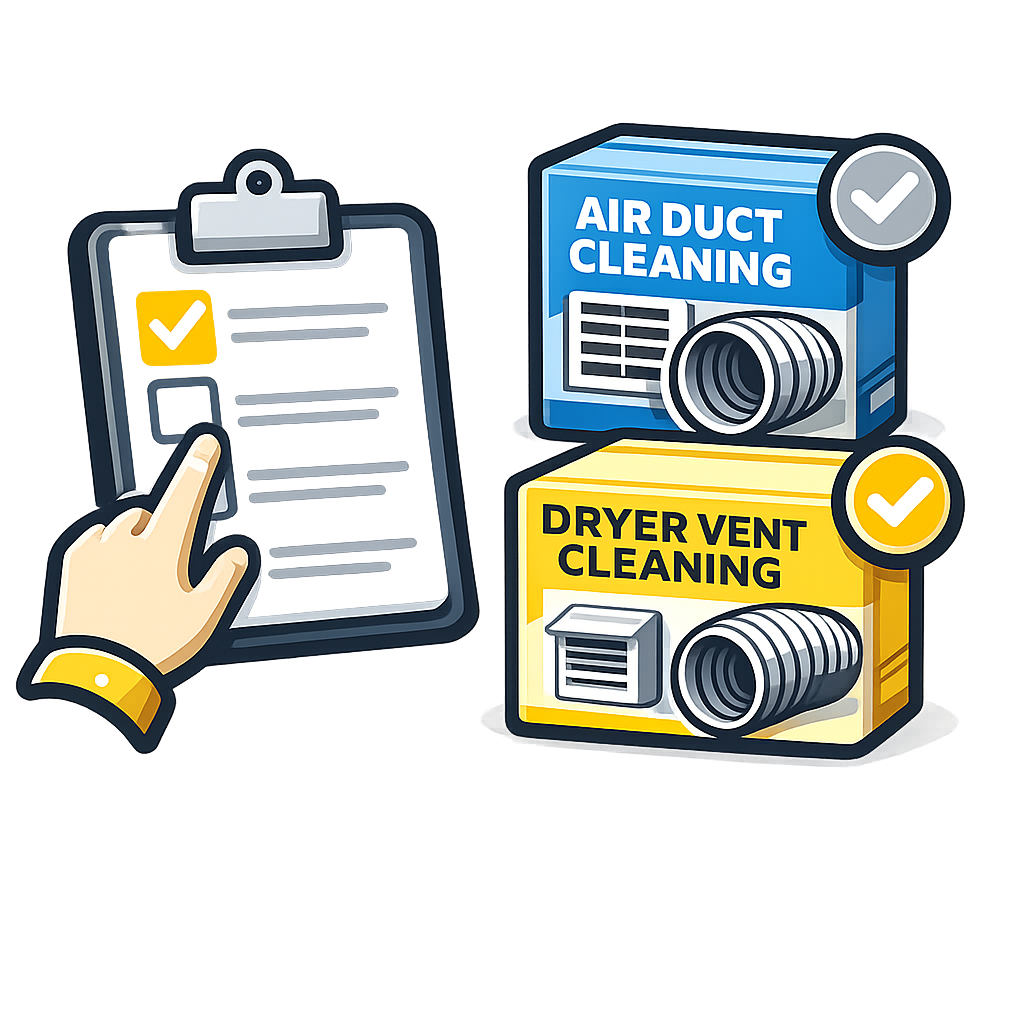 Choose your air duct and dryer vent cleaning package in DFW