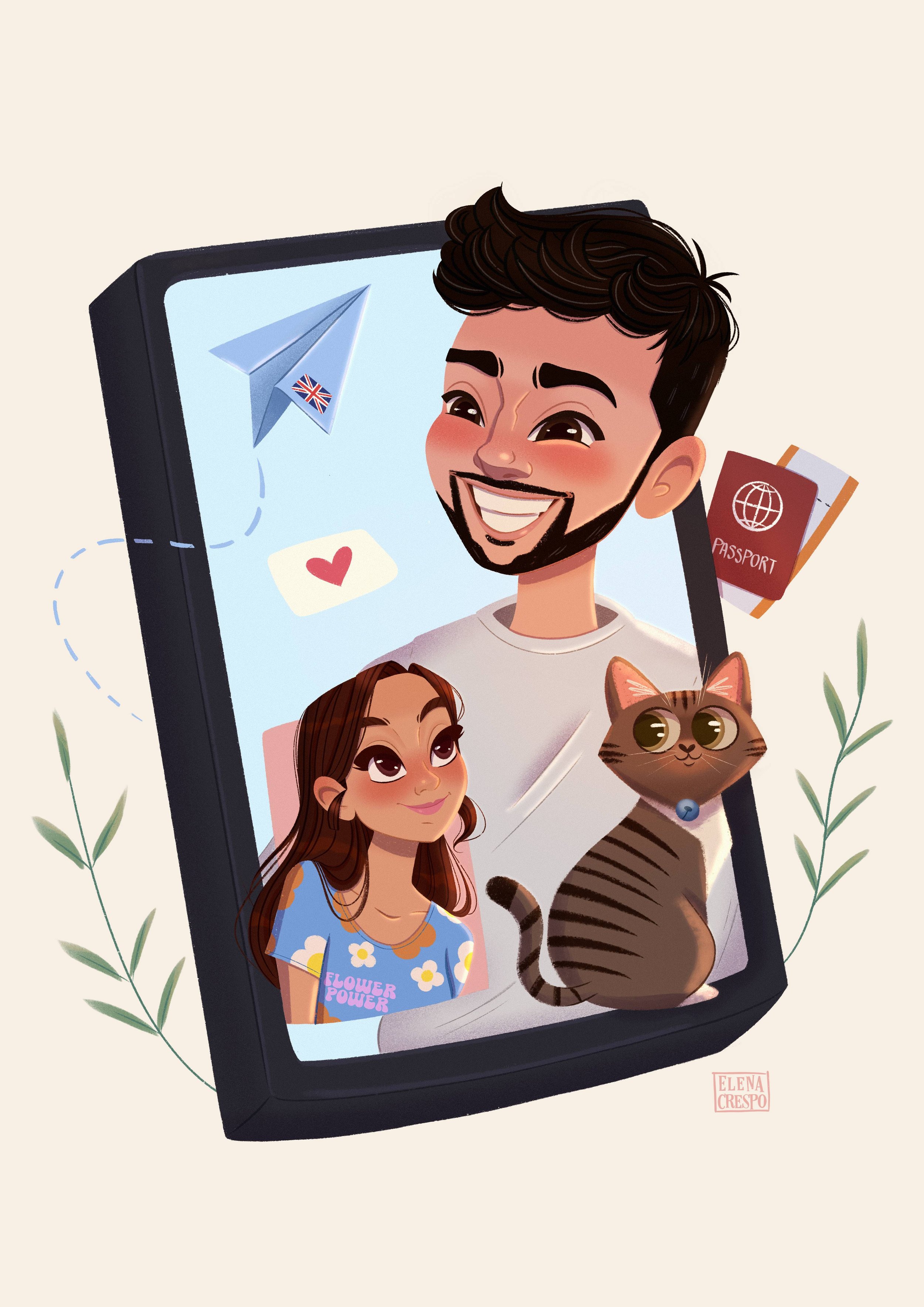 Ilustración personalizada, regalo, pareja