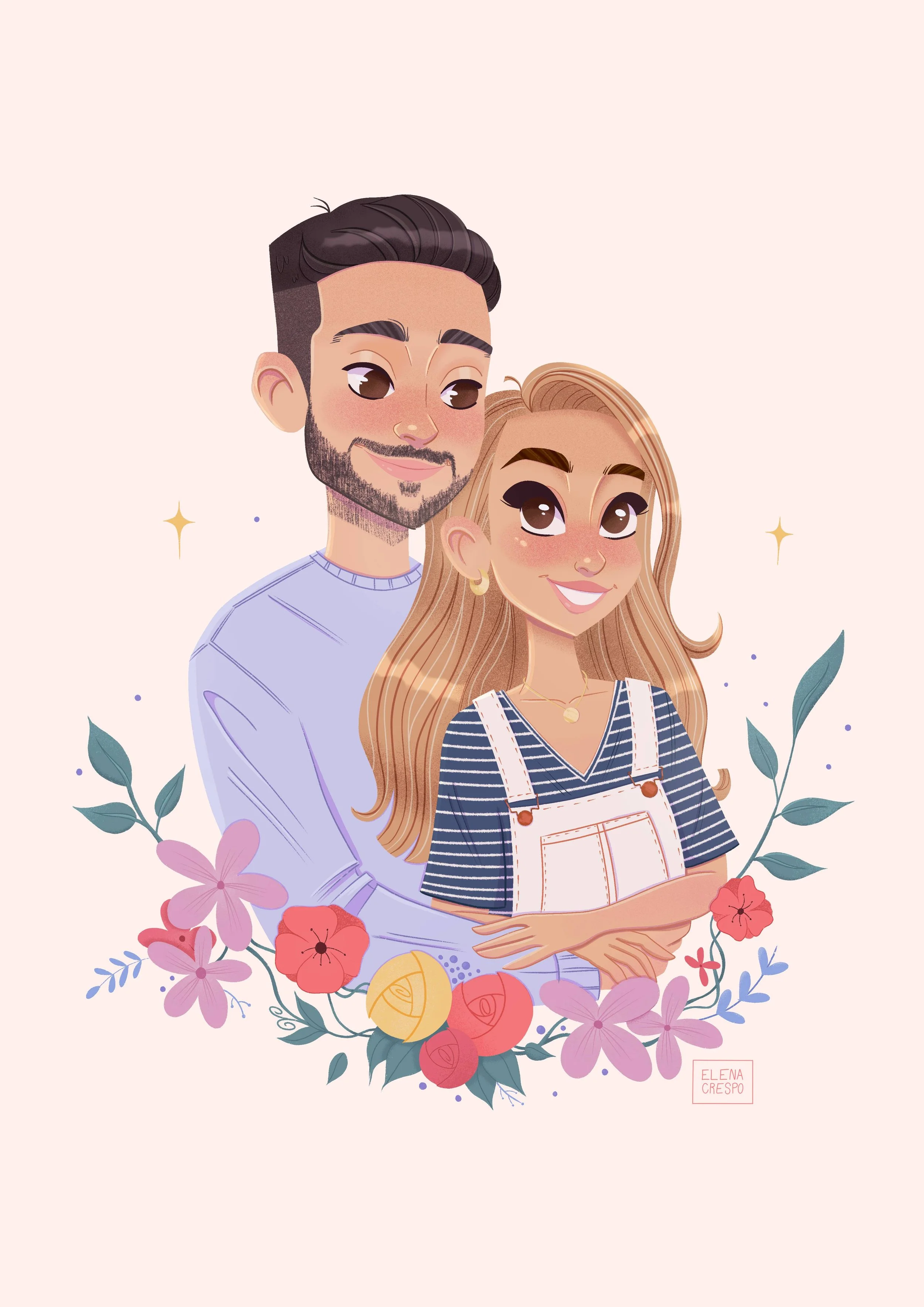 Ilustración personalizada, regalo, pareja